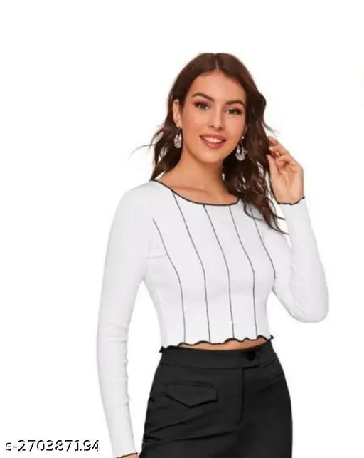 Casual Regular Sleeves Solid Women White Top