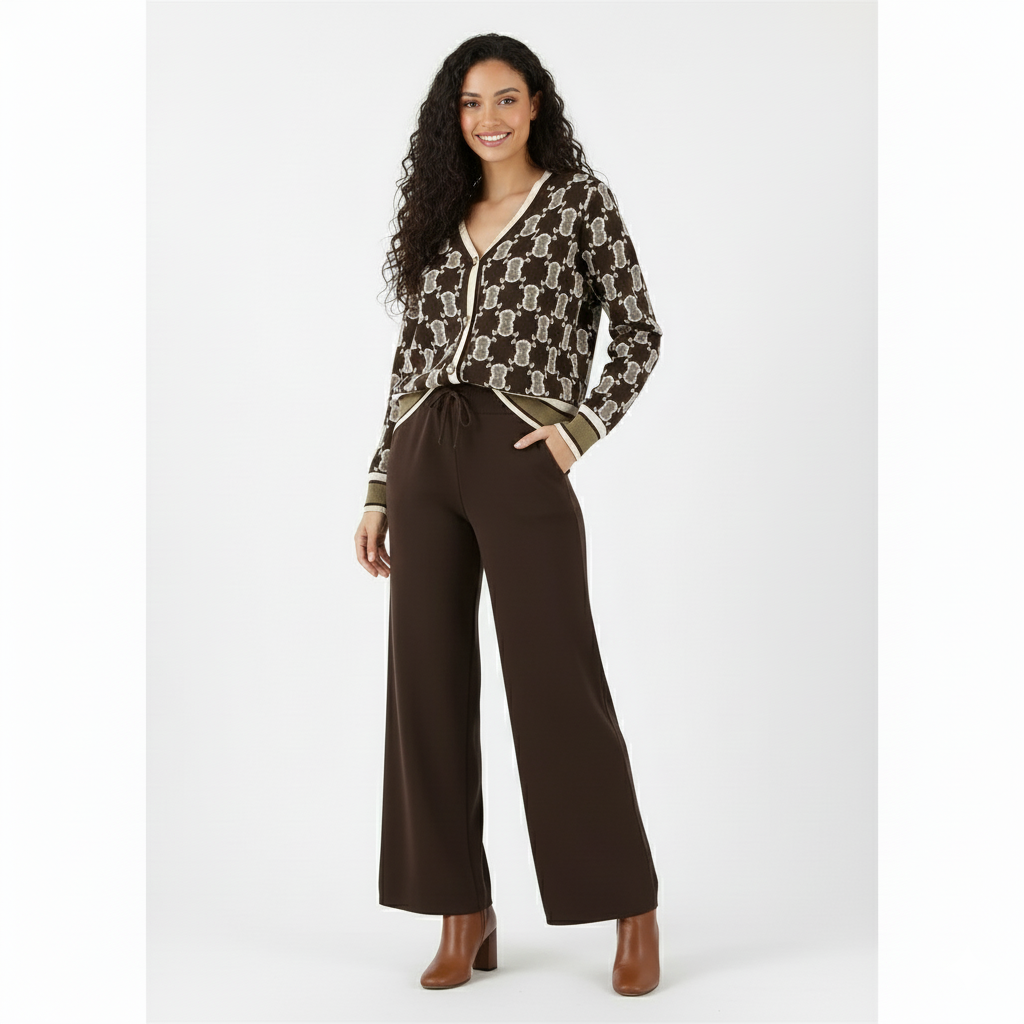 Eloise Wide-Leg Palazzo & Knitted Cardigan stylish Co-Ord Set