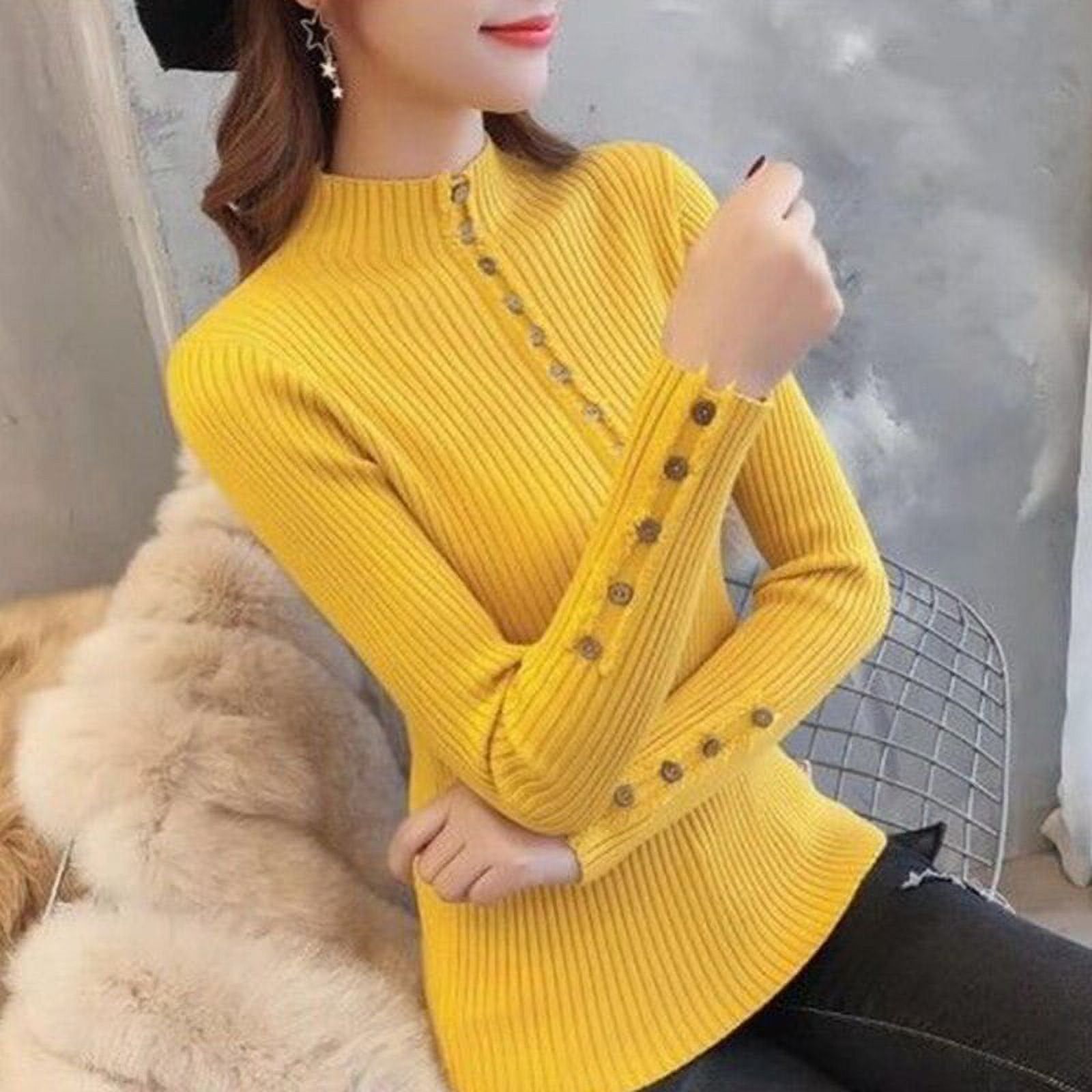 Women Slim Ribbed Knitted Sweater Top