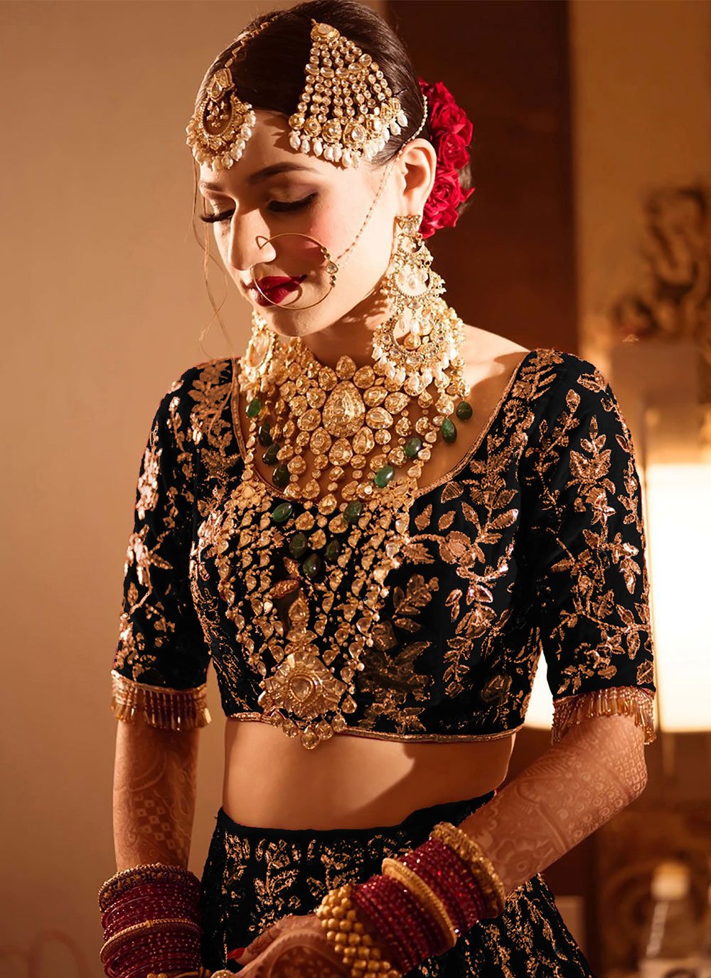 Black Velvet Diamond A - Line Lehenga