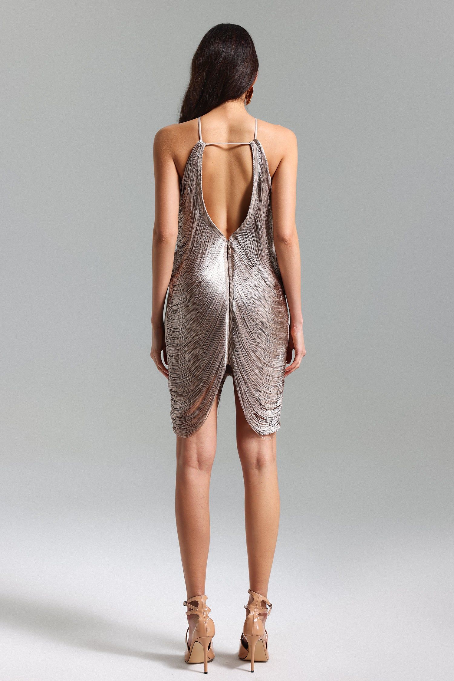 Bluma Halterneck Fringe Classy Midi Dress