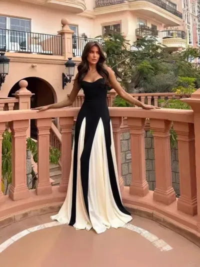 Timeless Elegance Panelled Tulle A-line Slip Maxi Dress