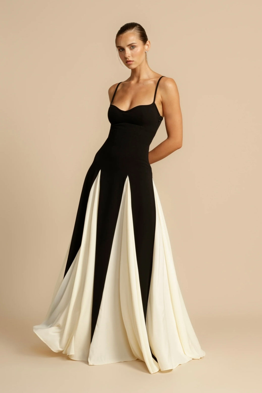 Timeless Elegance Panelled Tulle A-line Slip Maxi Dress