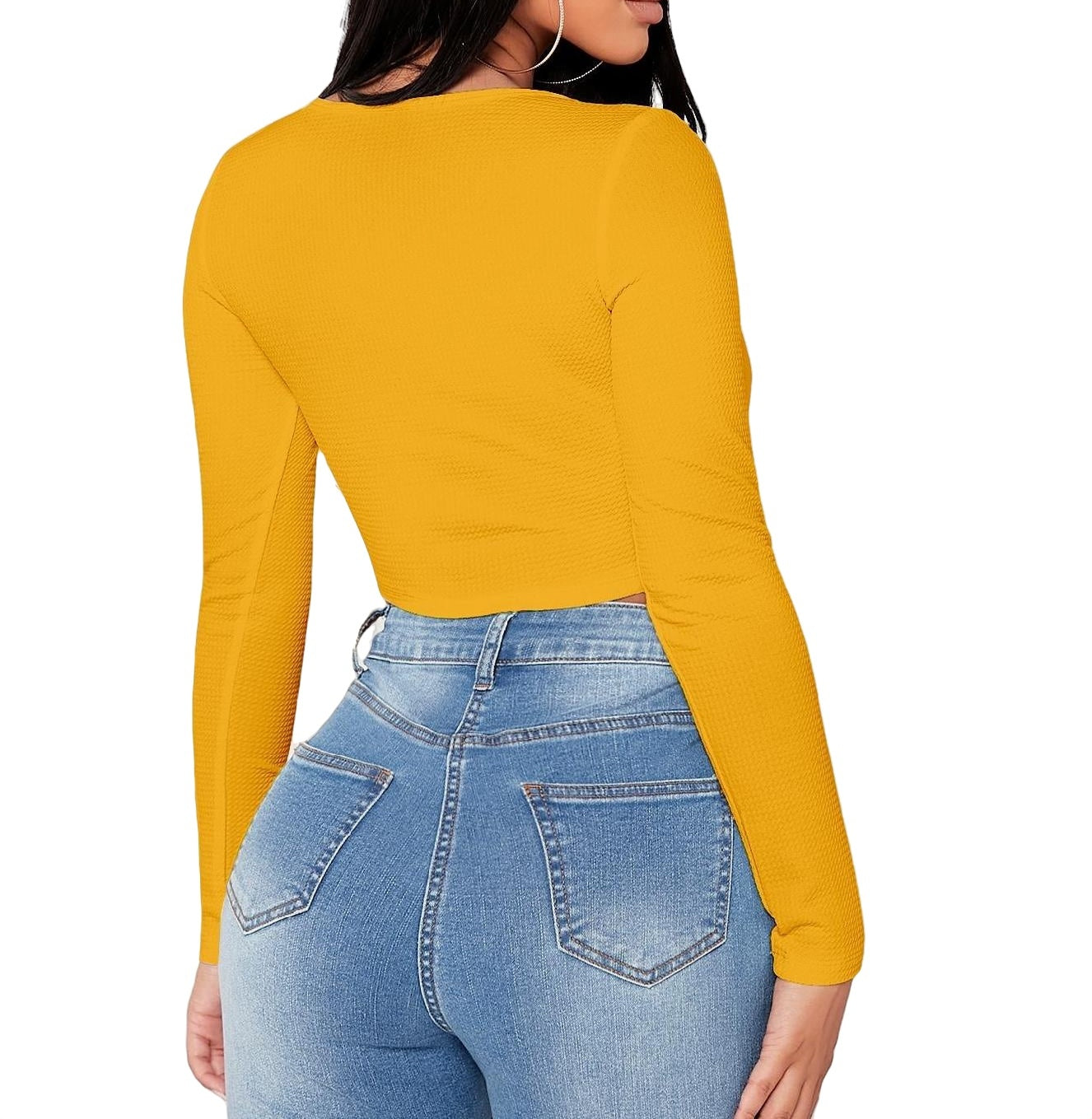 Casual Square Neck Long Sleeve Top