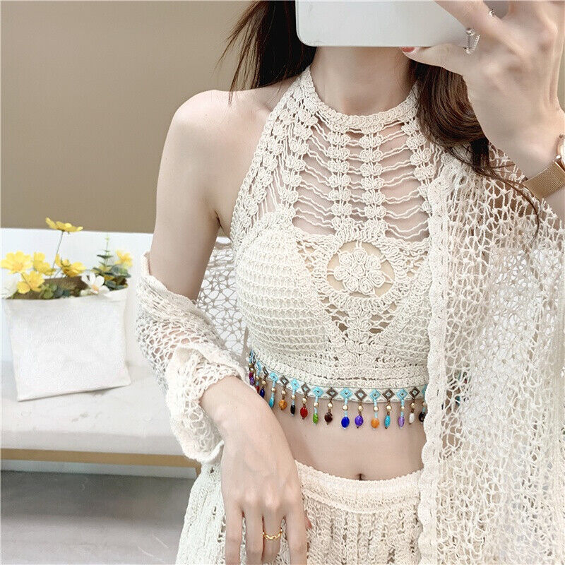 Austin Crochet Blouse With Shorts And Cape Set