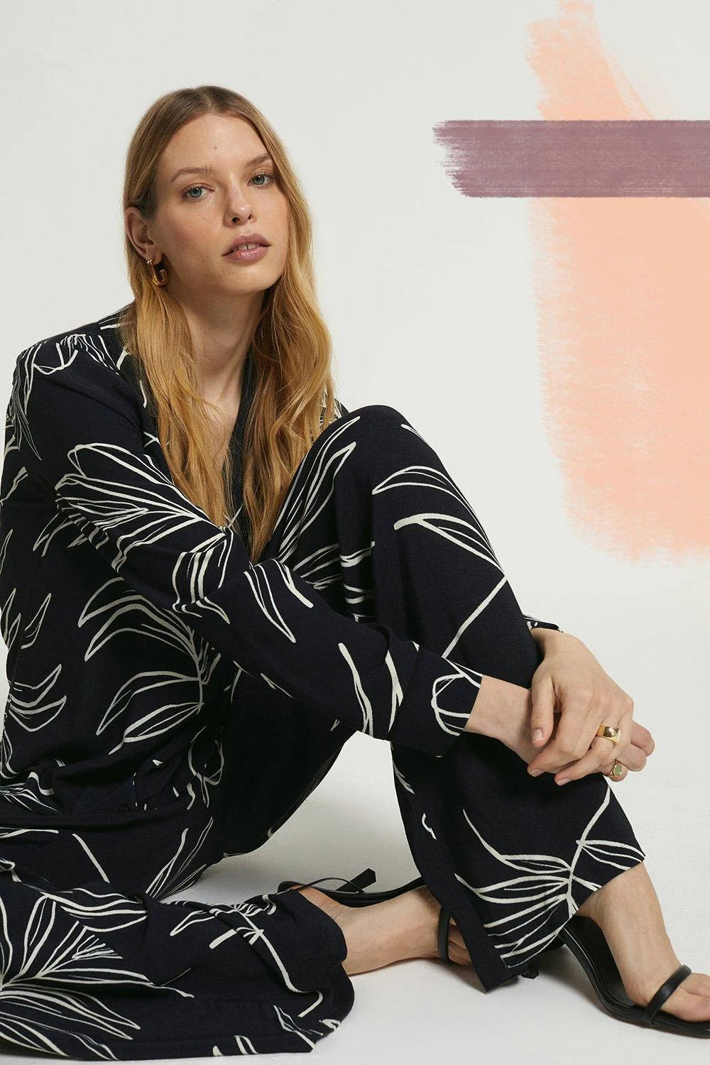 Black Leaflet Two Piece Co-Ord Set