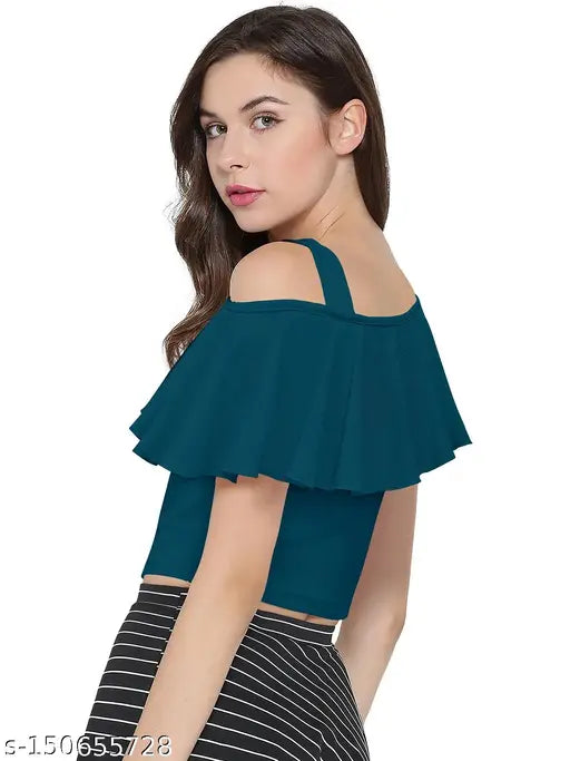 Off-Shoulder Square Neck Crop Top For Girls