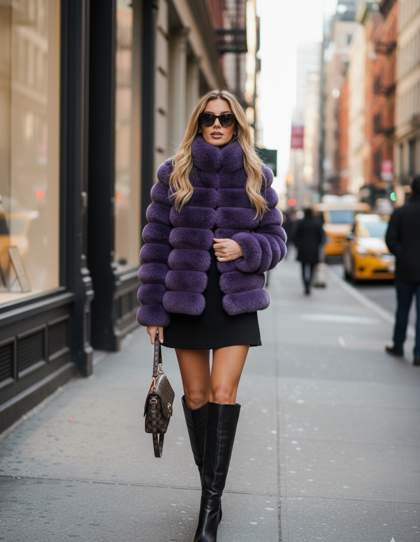 Rachel Cozy Faux Fur Women Stand Collar Long Sleeve Jacket