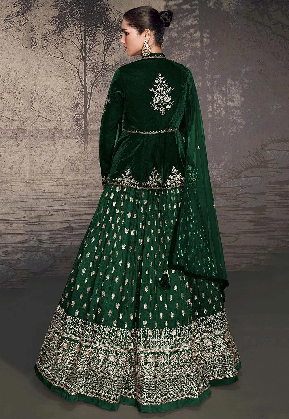 Designer Glam Velvet Lehenga with Top and Dupatta