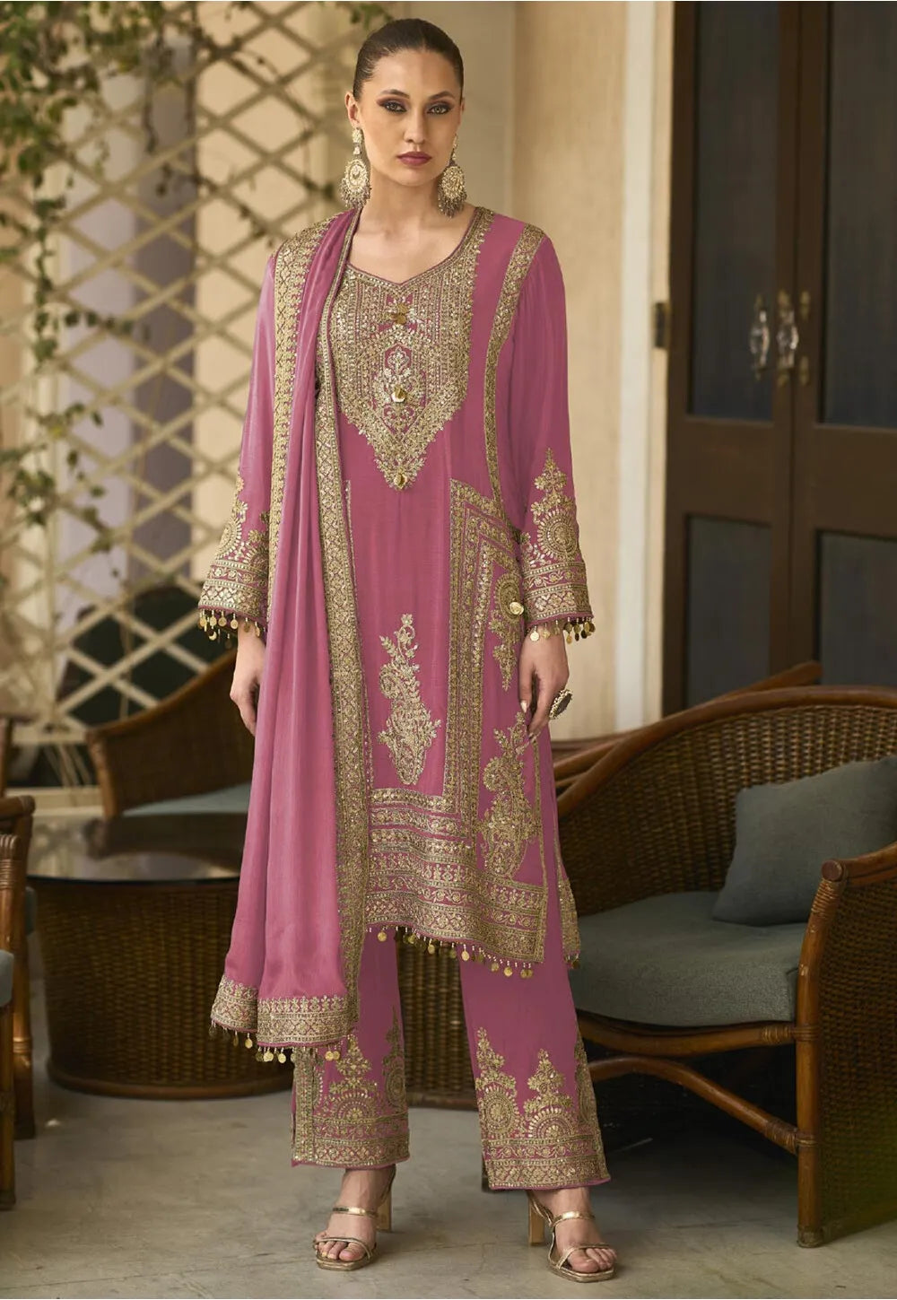 Embroidered Chinon Chiffon Pakistani Suit