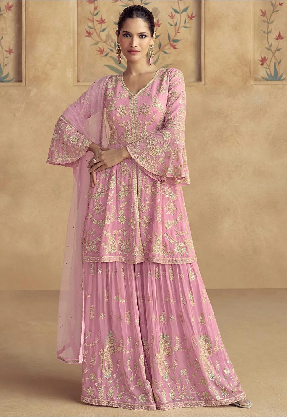 Luminous Traditional Embroidered Sharara Suit