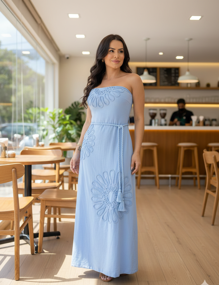 Amahle Maxi Dress With Strapless Bandeau-Style Neckline.