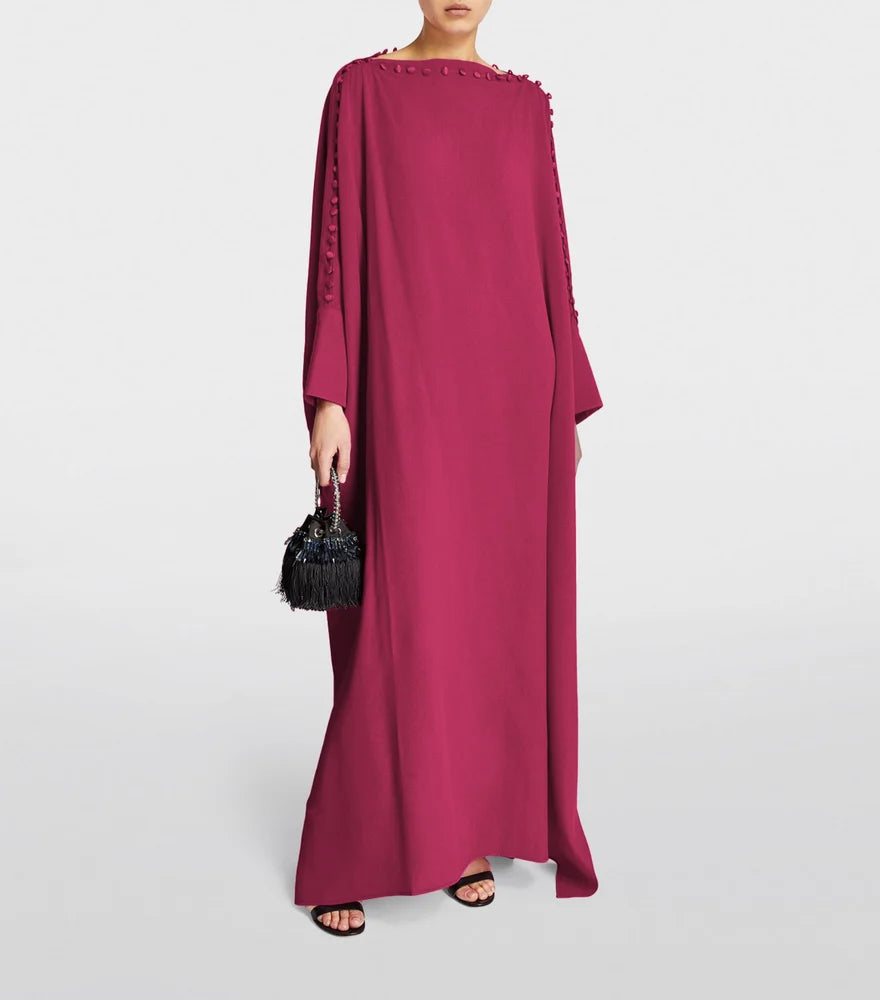 Elegant Long Sleeve Kaftan Dress - Modern Minimalist Design