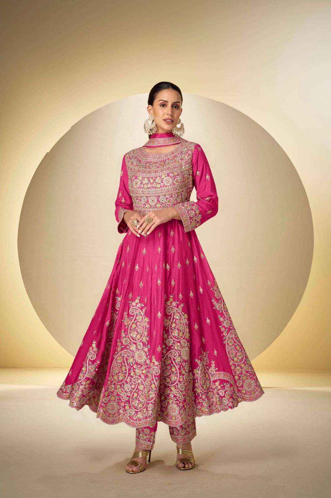 Ilakshi Exclusive Designer Chinon Anarkali Embroidery suit