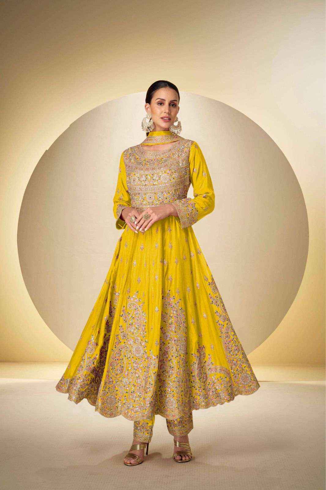 Ilakshi Exclusive Designer Chinon Anarkali Embroidery suit