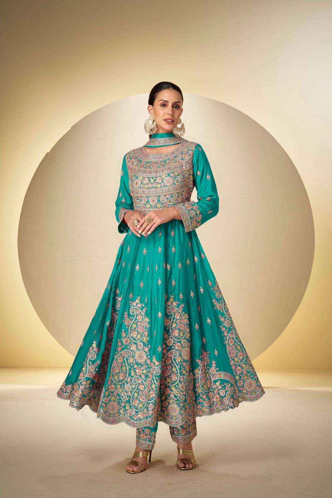 Ilakshi Exclusive Designer Chinon Anarkali Embroidery suit
