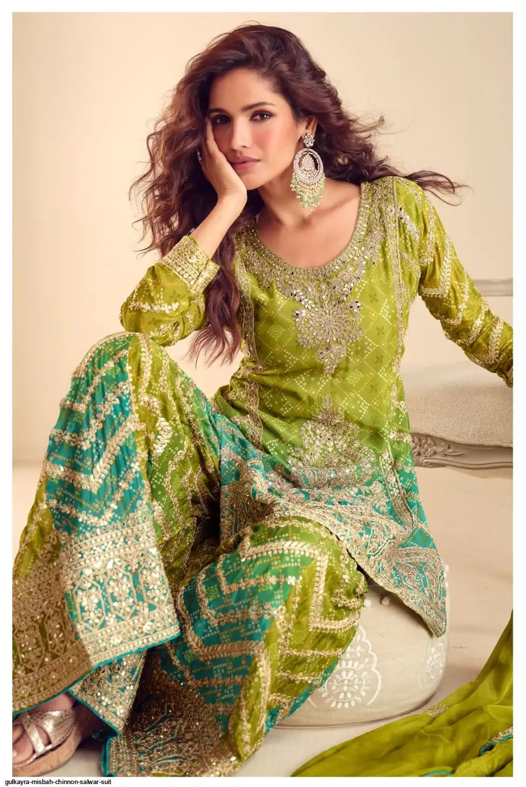 Aancho  Green Traditional Palazzo Embroidery Designer Suit Set