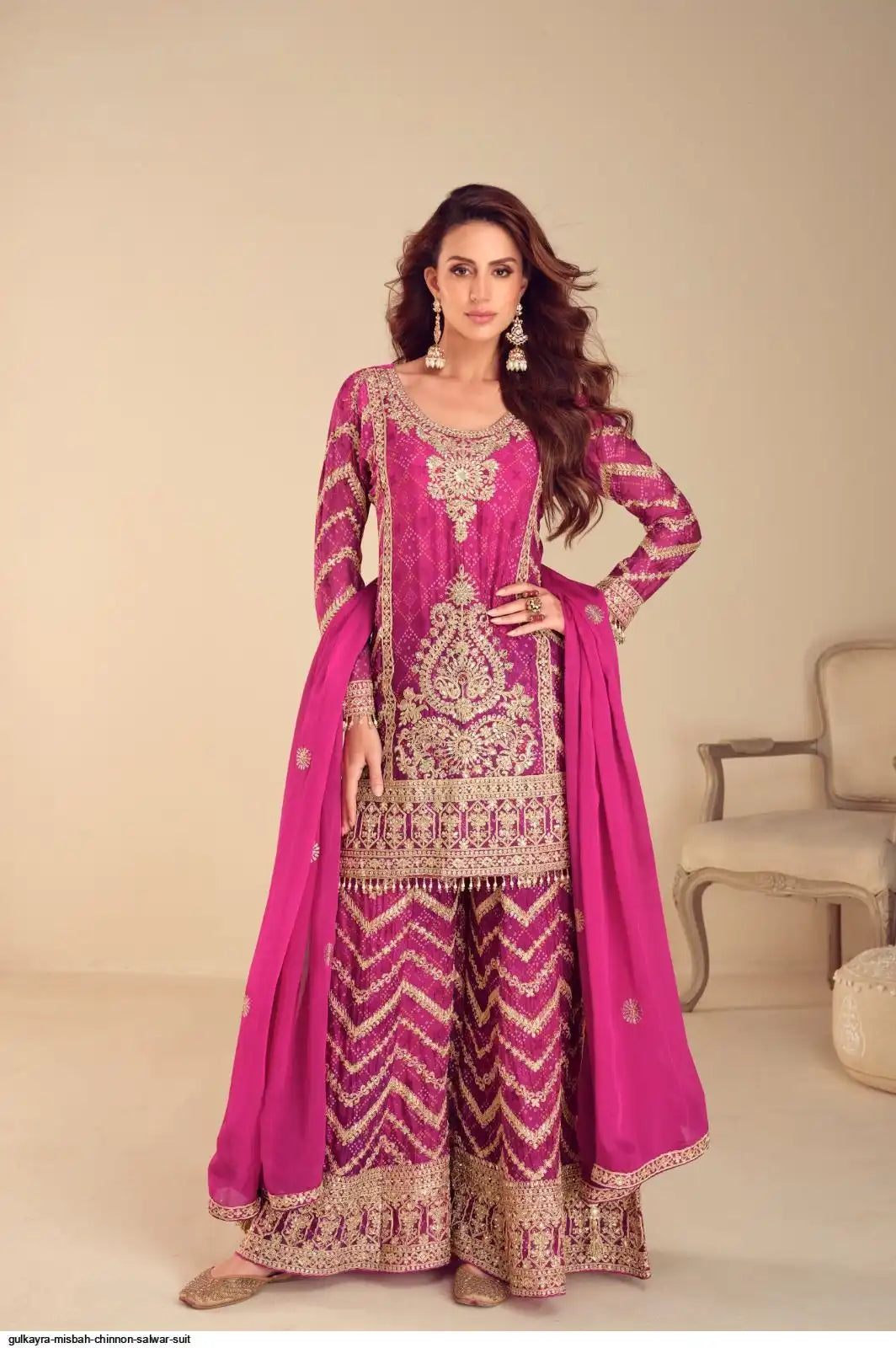 Aancho  Pink Traditional Palazzo Embroidery Designer Suit Set