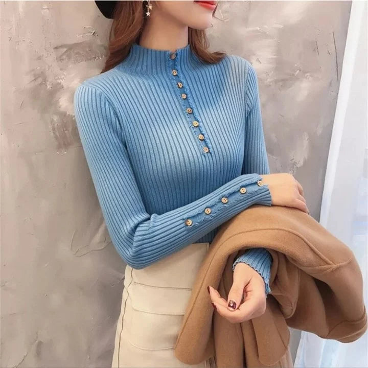 Women Slim Ribbed Knitted Sweater Top