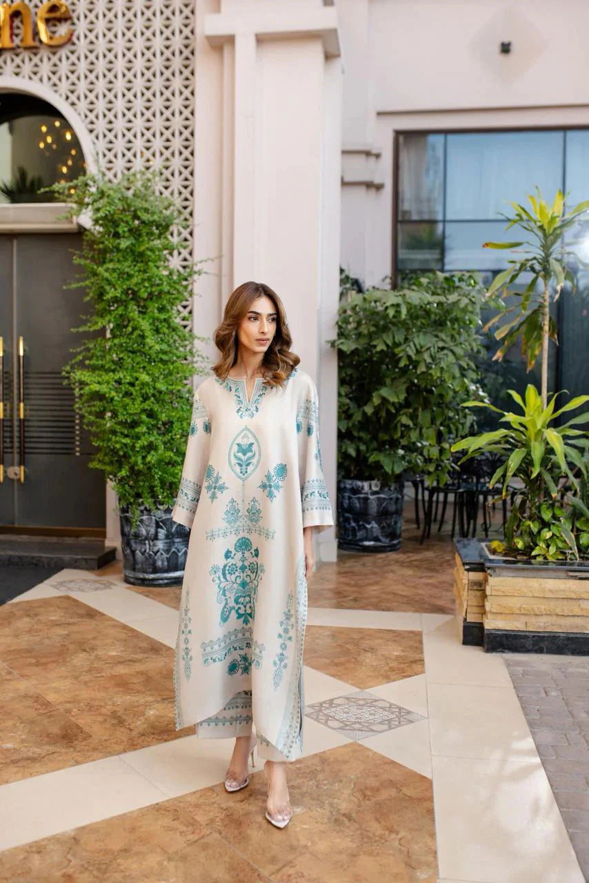 Shifa Cotton Satin Blend Beautiful Co-Ord Set