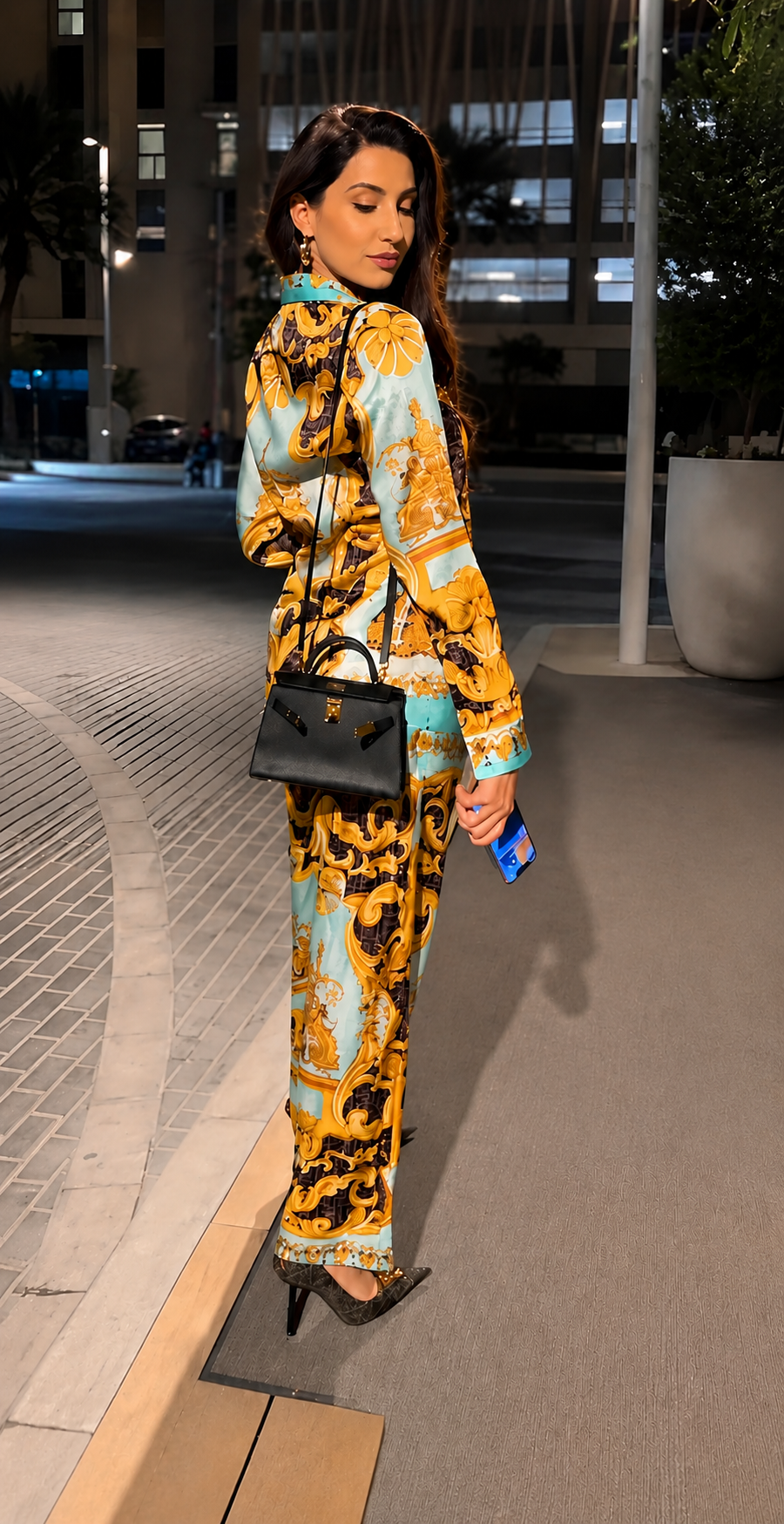 Celeb Chic: Baroque Luxe Co-ord Set - Satin Silk Elegance