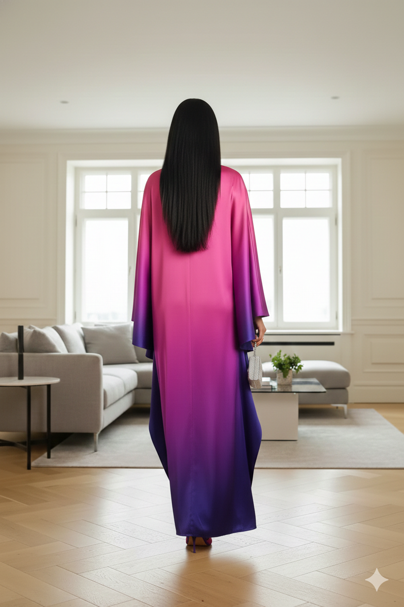 Satin Gradient Shade Premium Off Shoulder Women Exclusive  Kaftan