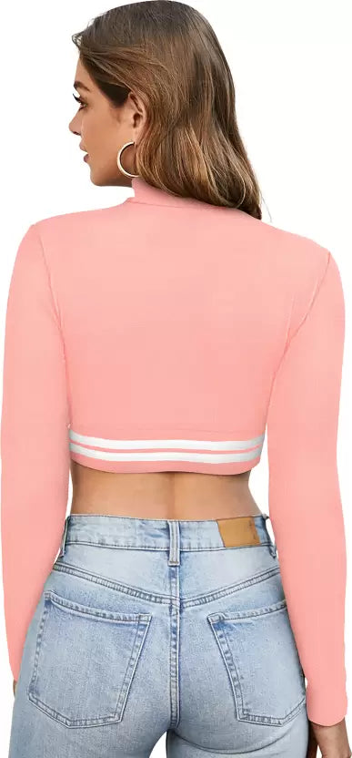 Casual Regular Sleeves Solid Women Crop Top