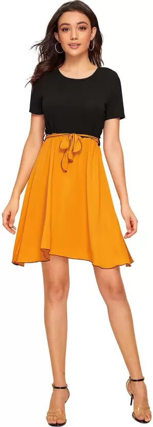 Women's Fit & Flared Knee Length Half Sleeve Dress