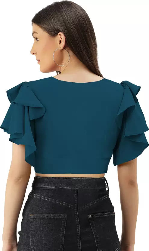 Casual Regular Sleeves Solid Women Dark Blue Top