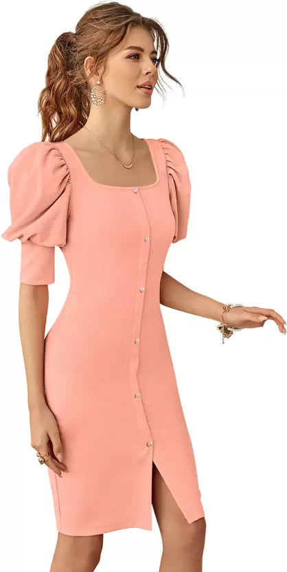 Women Bodycon Pink Dress