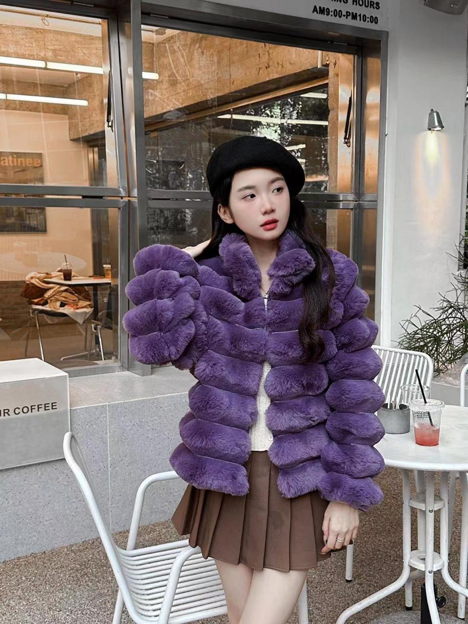 New Winter Coat Women Faux Fox Fur Coat Plus Size Women Stand Collar Long Sleeve Faux Fur Jacket