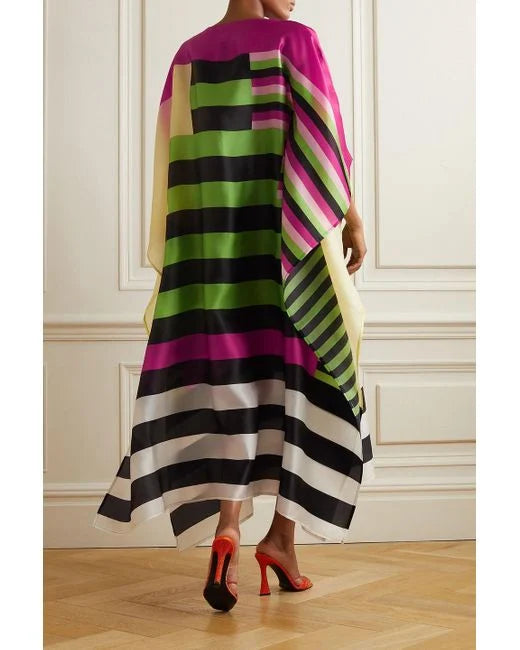 The Quincy striped silk-organza kaftan