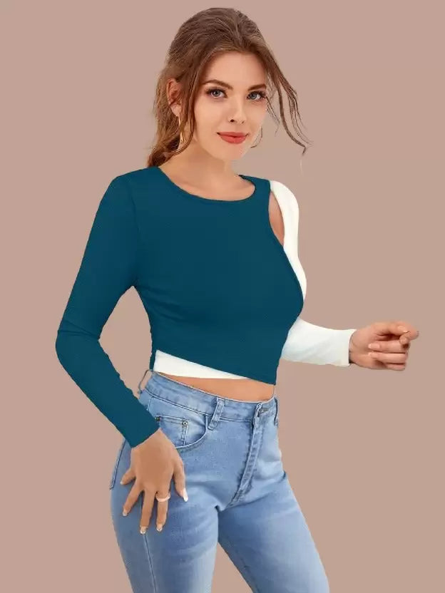 Keyhole Design Party Fullsleeve Crop Tops