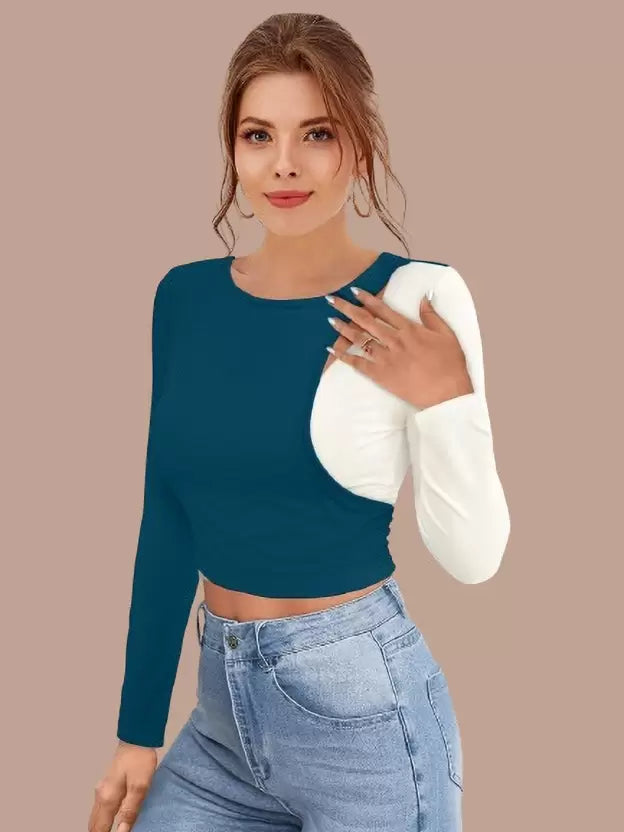 Keyhole Design Party Fullsleeve Crop Tops