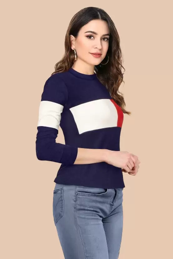 Women Solid Round Neck Cotton Multicolor T-Shirt