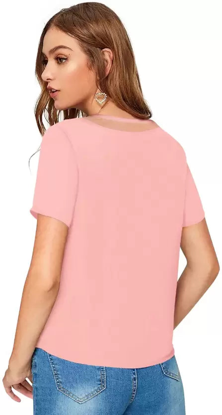 Half Sleeve Ladies Party Wear V-Neck T-Shirt