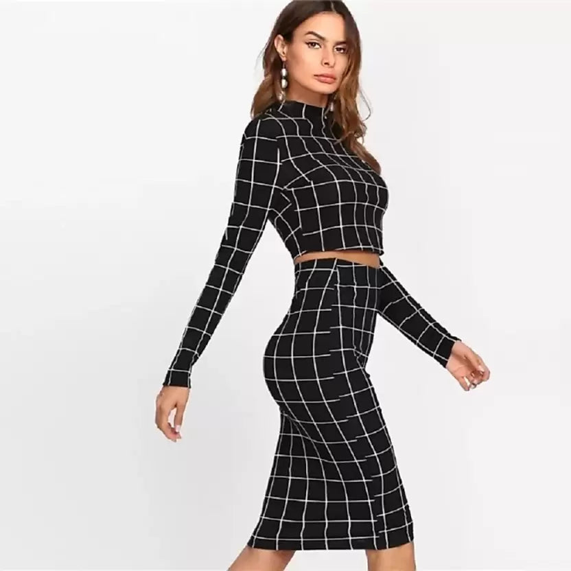 Women Two Piece Dress Black Dress