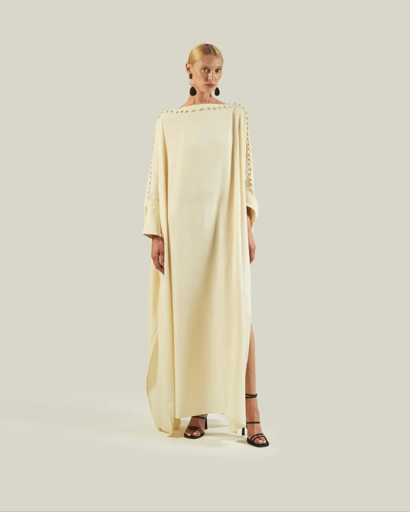 Elegant Long Sleeve Kaftan Dress - Modern Minimalist Design