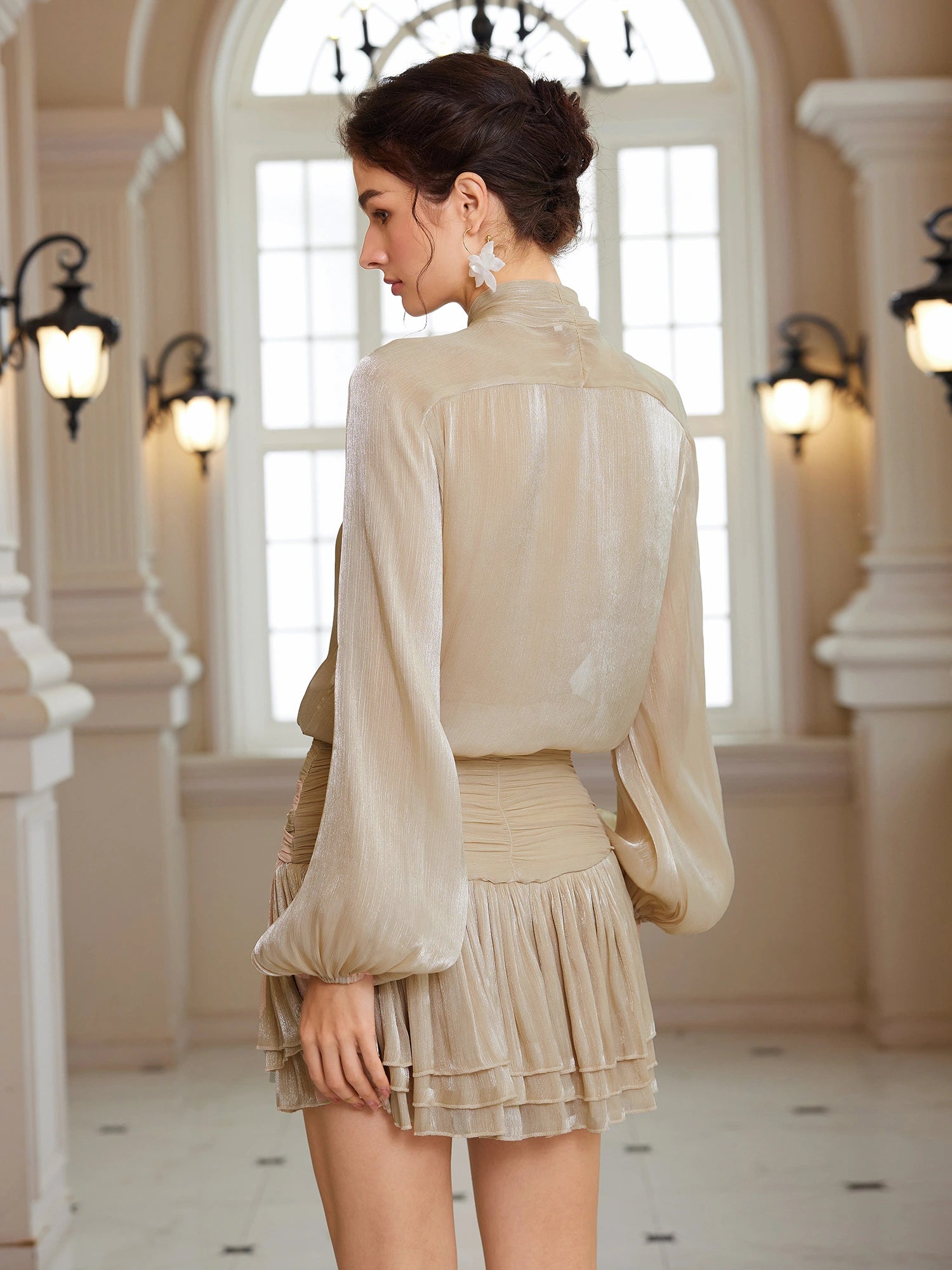 Colline Pleated Ruffled Skirt Set