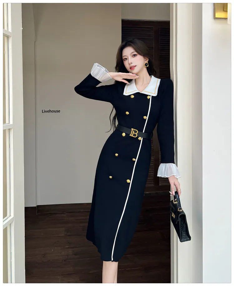 Eden Elegant Long Warm Maxi Dress With Belt