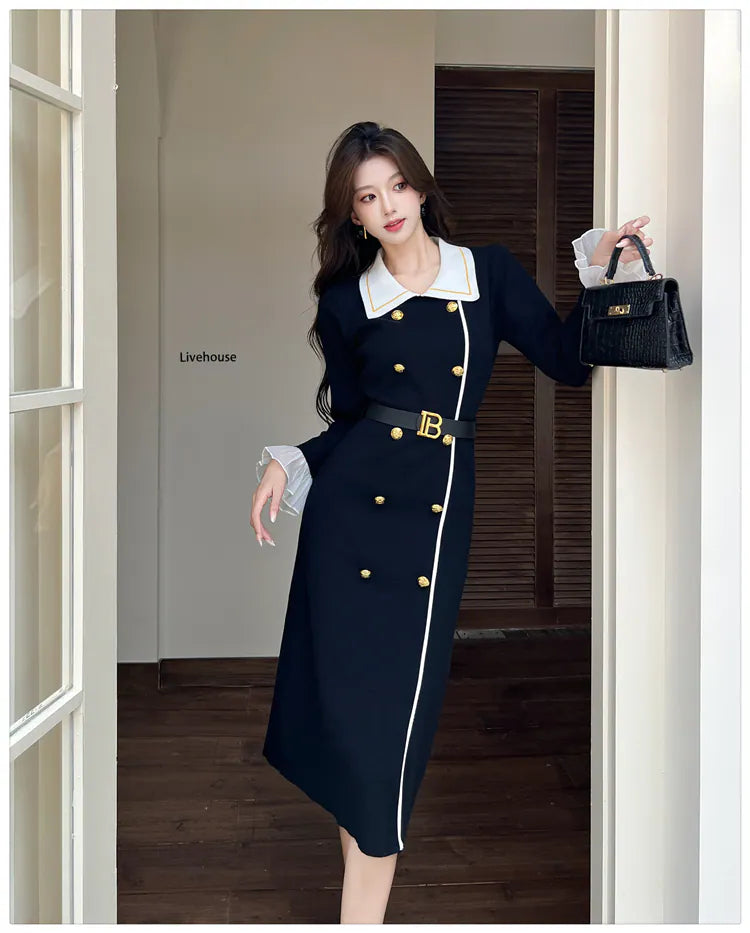 Eden Elegant Long Warm Maxi Dress With Belt