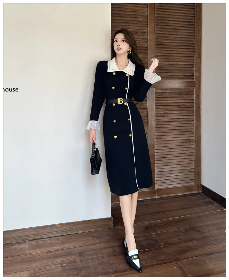 Eden Elegant Long Warm Maxi Dress With Belt