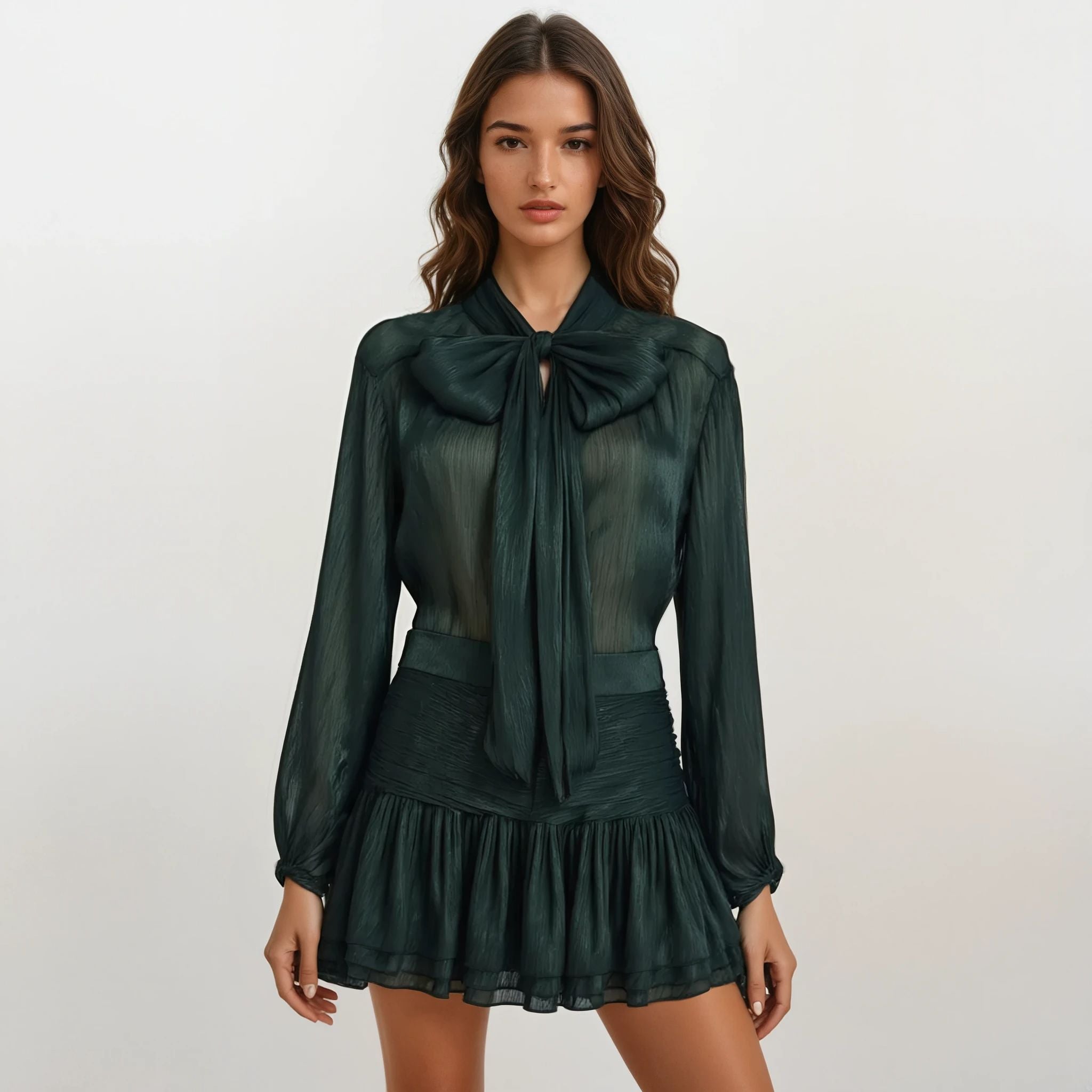 Colline Pleated Ruffled Skirt Set