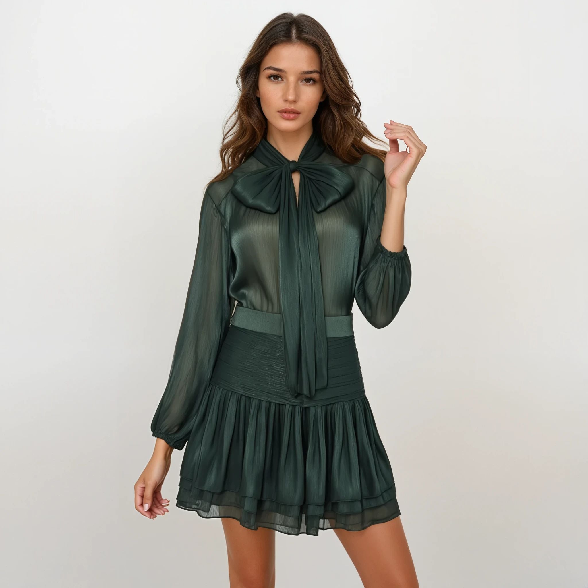 Colline Pleated Ruffled Skirt Set