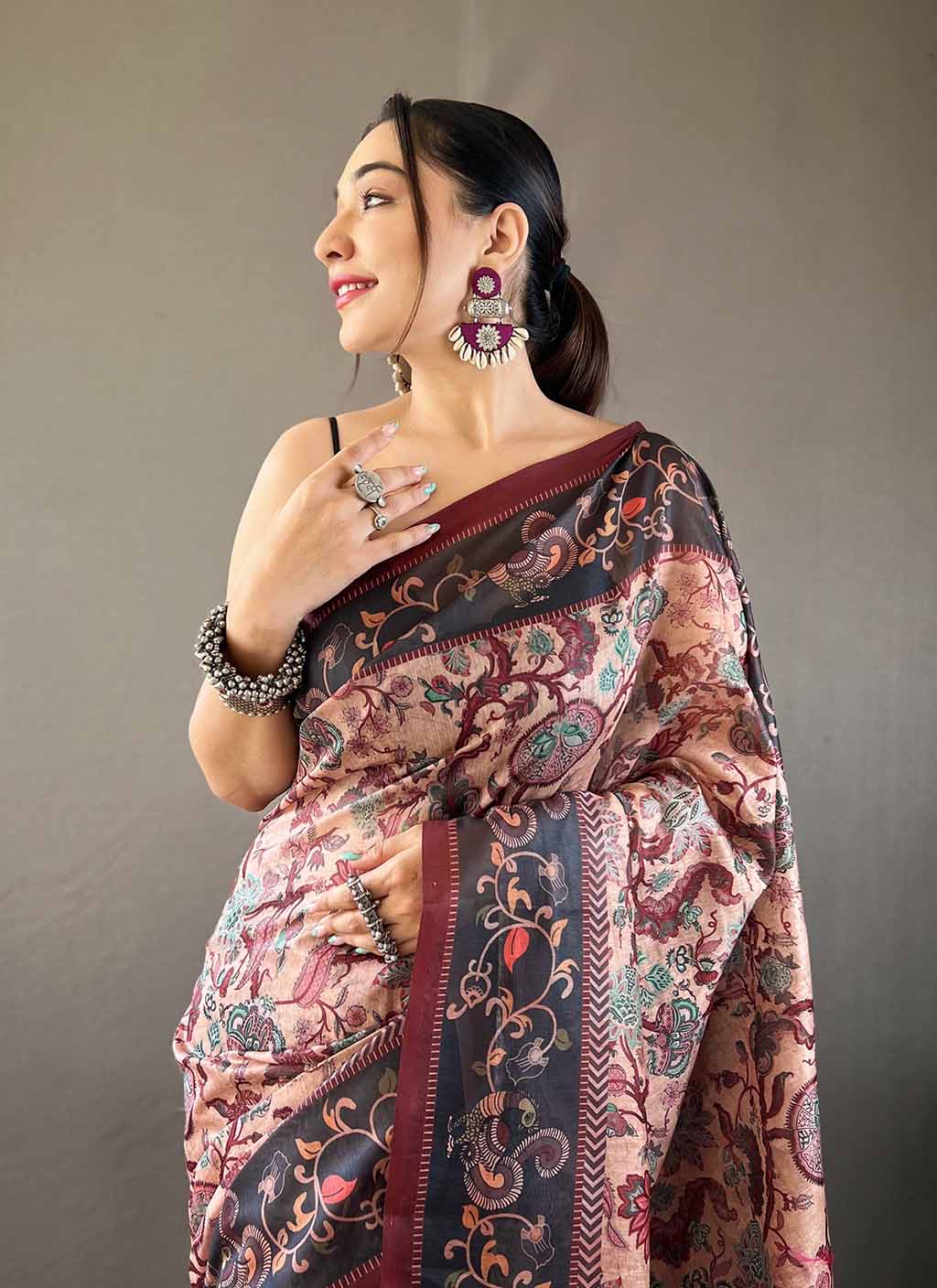 Kalamakari Digital Printed Cotton Saree