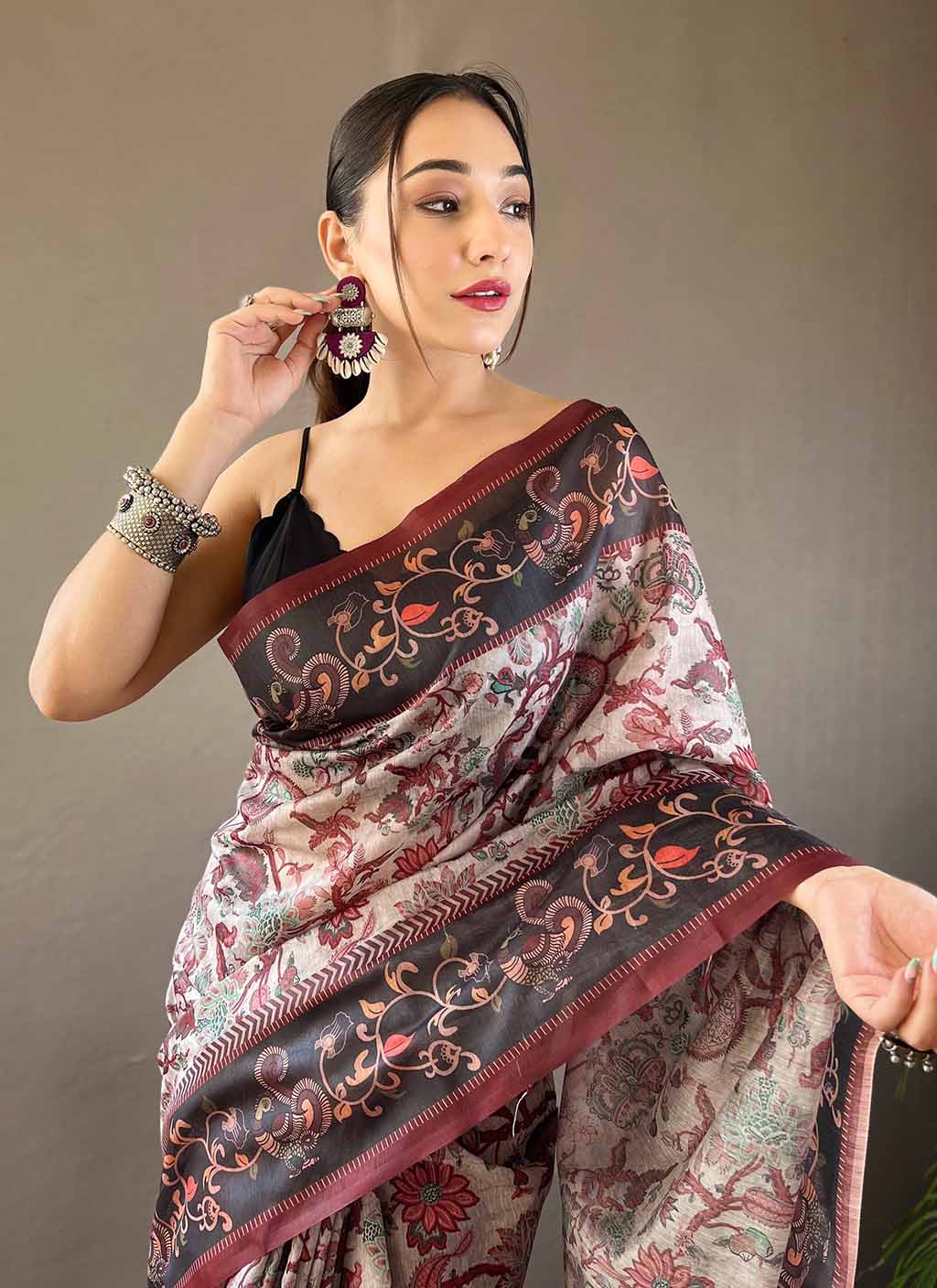 Kalamakari Digital Printed Cotton Saree