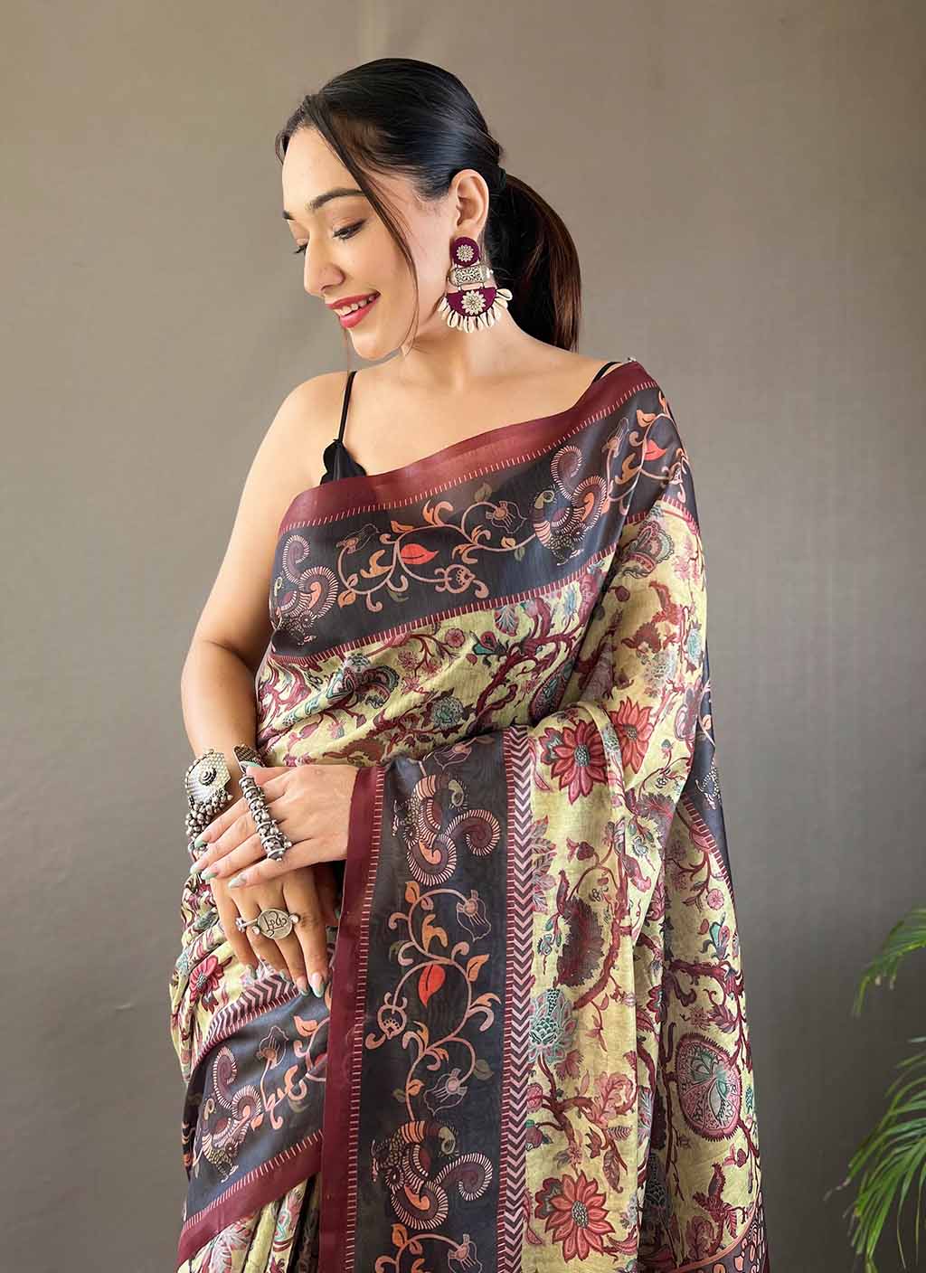 Kalamakari Digital Printed Cotton Saree