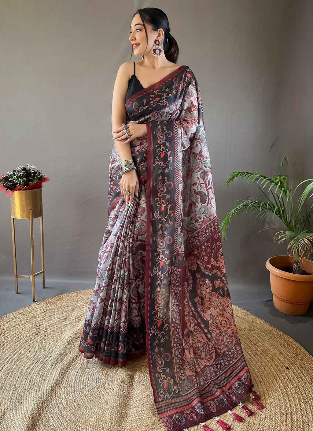 Kalamakari Digital Printed Cotton Saree
