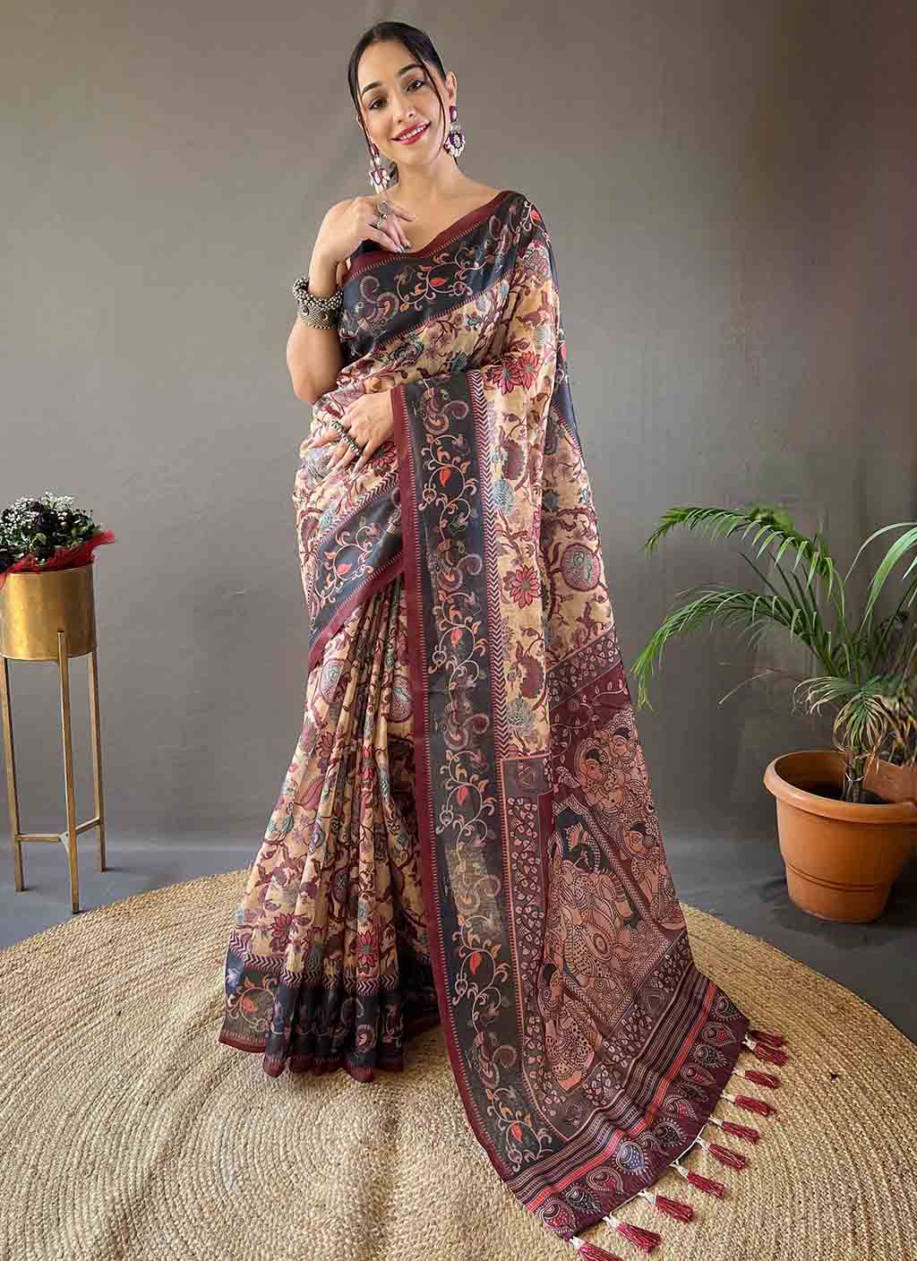 Kalamakari Digital Printed Cotton Saree