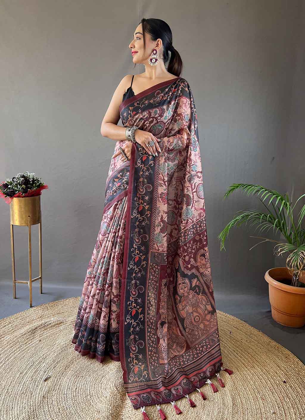 Kalamakari Digital Printed Cotton Saree